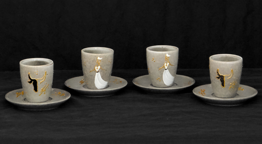 Ensemble de 4 Tasses à Café Taureau Taupe