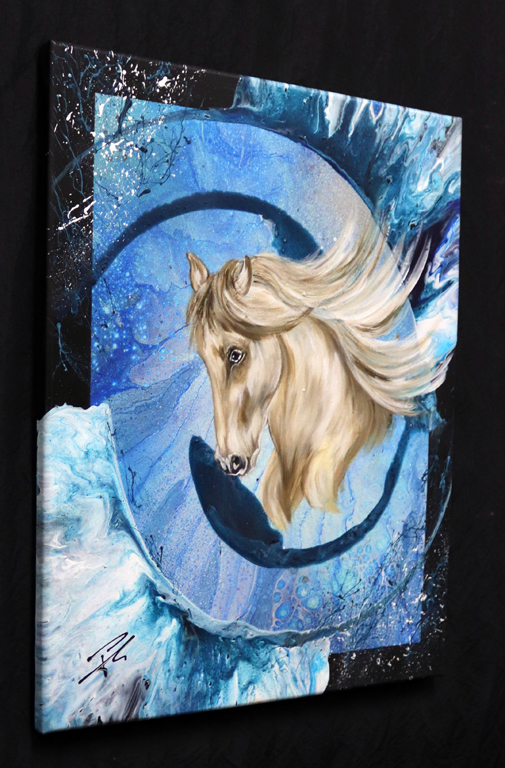  Toile Cheval Camargue Bleu
