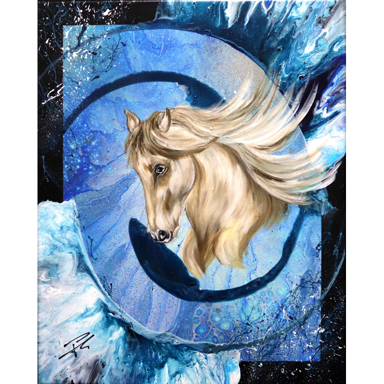  Toile Cheval Camargue Bleu