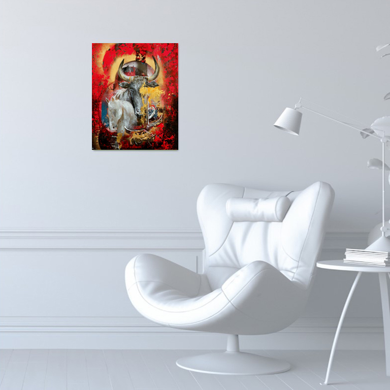 Tableau abstrait de vache