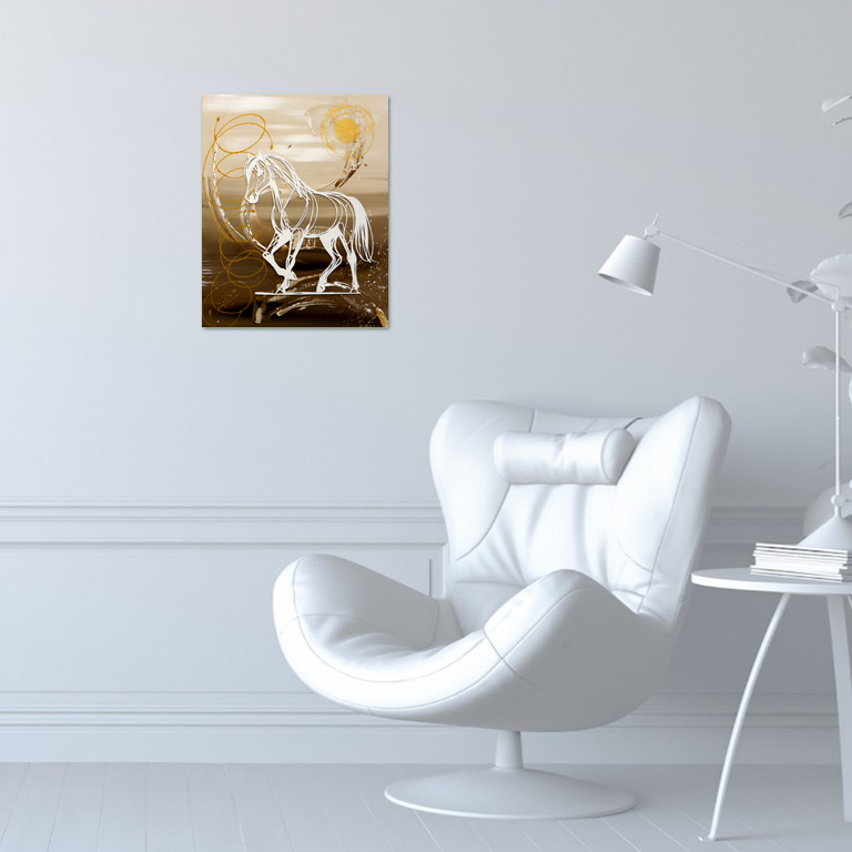 Tabeau Déco en bois Cheval Camargue