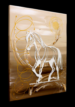 Tabeau Déco en bois Cheval Camargue