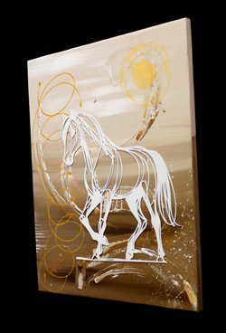 Tabeau Déco en bois Cheval Camargue