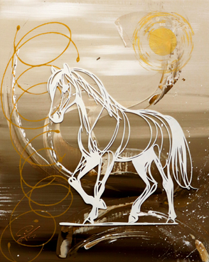 Tabeau Déco en bois Cheval Camargue