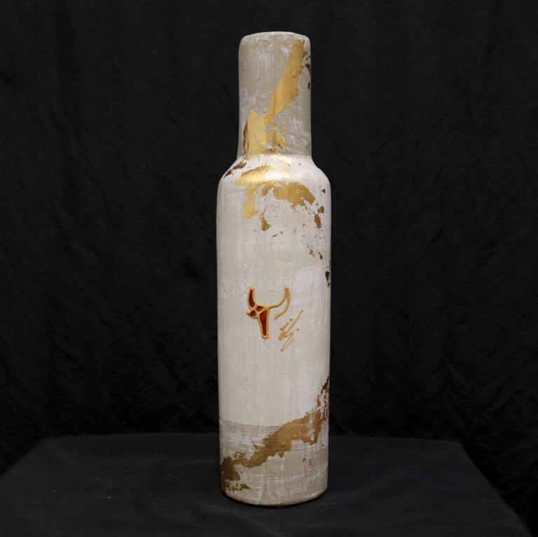 Bouteille Déco Taureau Beige & Or