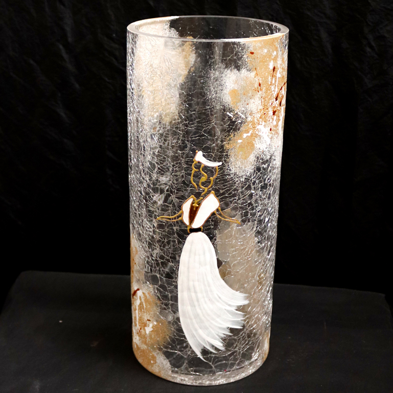 Vase en verre arlesienne Blanc & Or