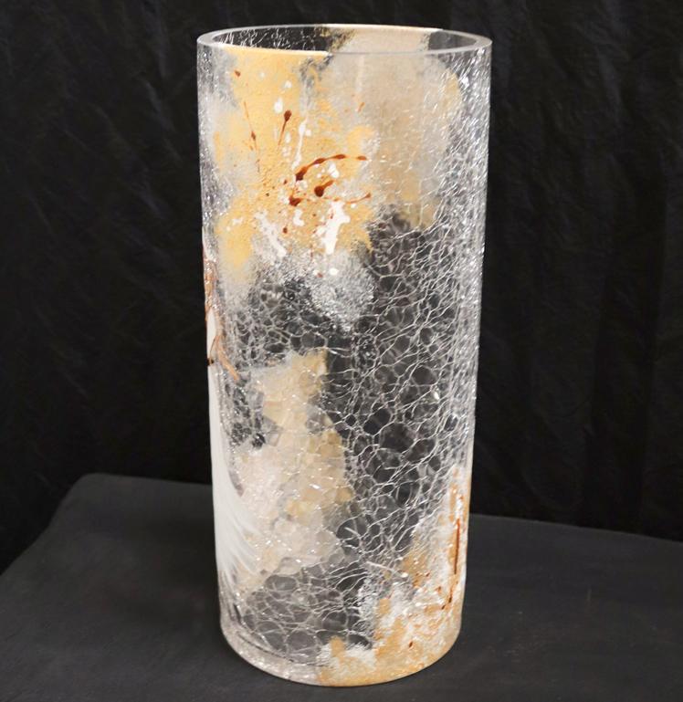 Vase en verre arlesienne Blanc & Or