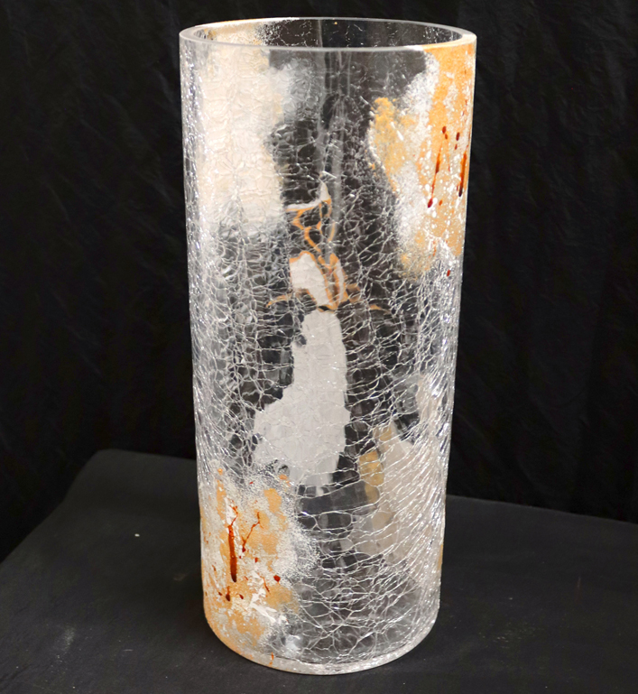 Vase en verre arlesienne Blanc & Or