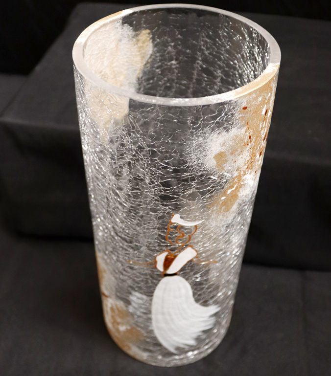 Vase en verre arlesienne Blanc & Or