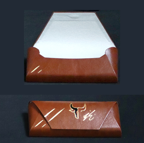 Étui à lunettes en cuir PU Marron & Or Taureau