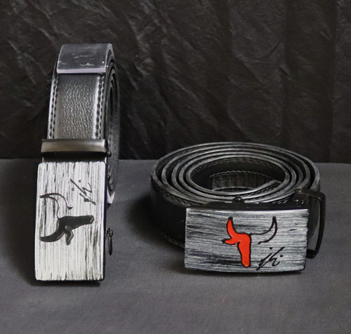 Ceinture avec boucle Automatique tête de taureau Noire