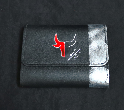 Portefeuille en simili cuir noir avec Tête de Toro