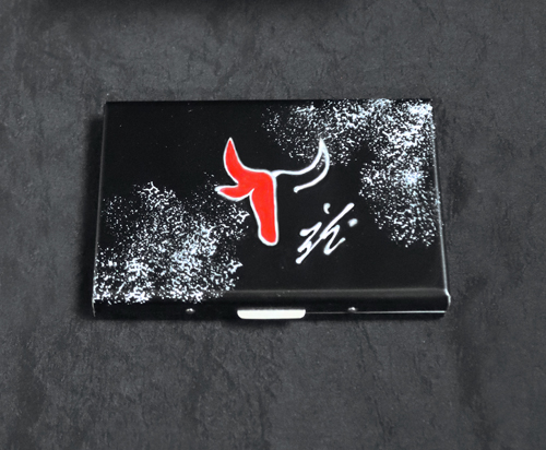 Porte cartes de visite ou CB Taureau Noir & Rouge anti-fraude RFID