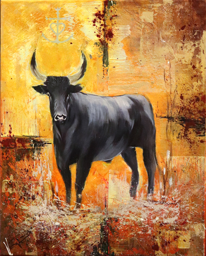 Tableau de taureau Ocre