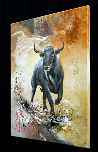 Tableau de taureau Beige