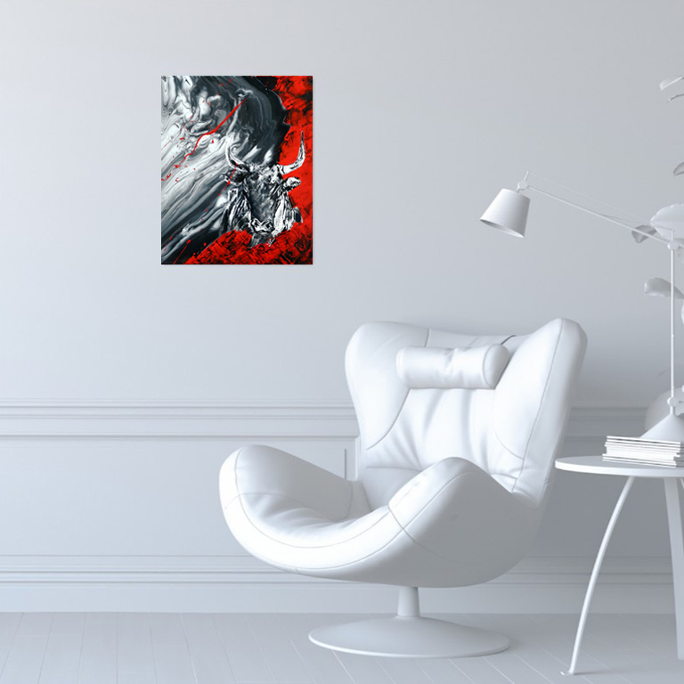Tableau d'art abstrait - Taureau