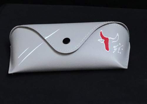 Étui à lunettes en cuir PU Gris clair & Rouge Toro