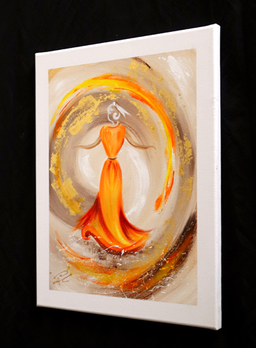 Tableau artistique 'Arlesienne en robe orange'