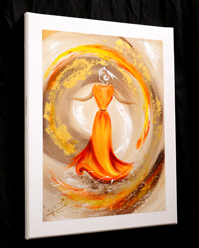 Tableau artistique 'Arlesienne en robe orange'