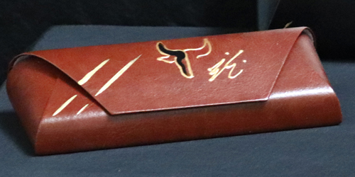 Étui à lunettes en cuir PU Marron & Or Taureau