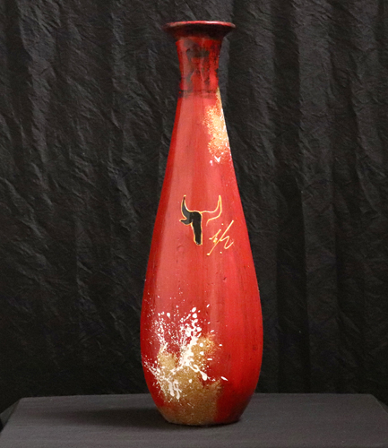 Vase Bouteille décoratif rouge Toro Stylisé