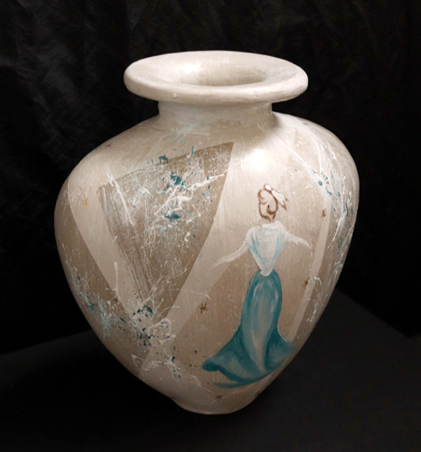 Vase coeur peint à la main Arlesienne