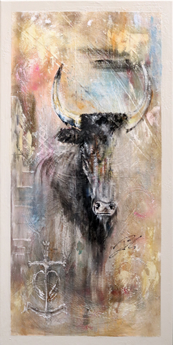 Peinture d'un Taureau Couleurs Pastels