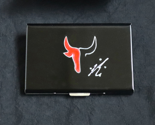 Porte-cartes Métal Noir Taureau Rouge  avec blocage RFID