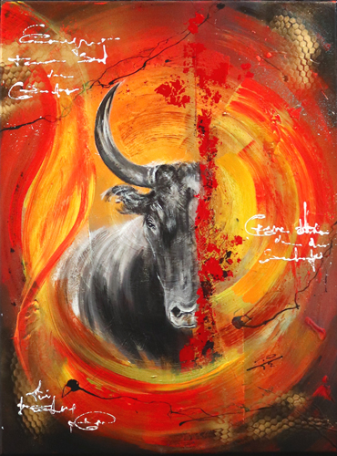 Tableau Original taureau abstrait