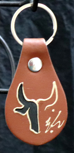 Porte clés en cuir PU avec tête de taureau Or peint à la main