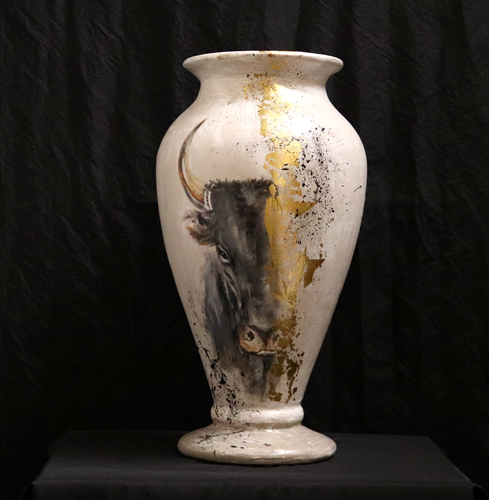 Vase artistique en céramique Taureau