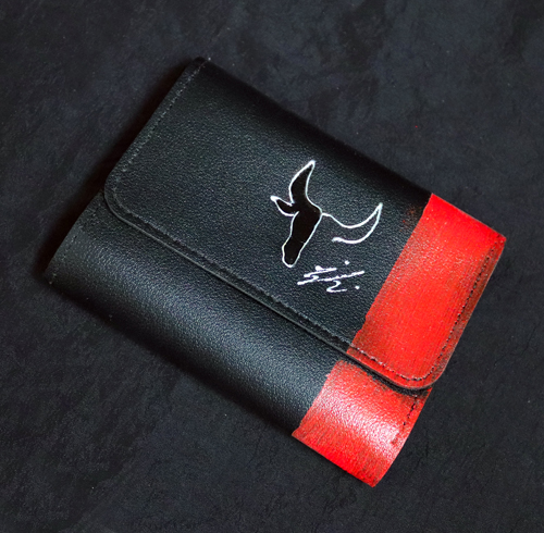 Portefeuille en cuir PU bicolore Taureau Rouge & Noir