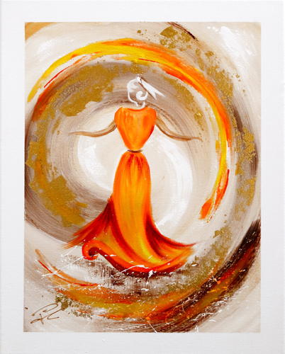 Tableau artistique 'Arlesienne en robe orange'