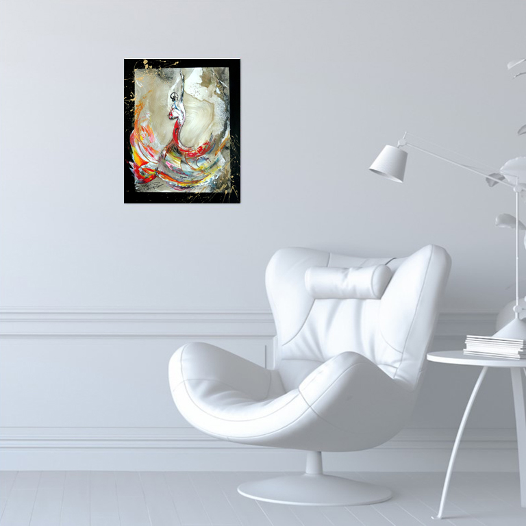 Tableau abstrait de danseuse Flamenco