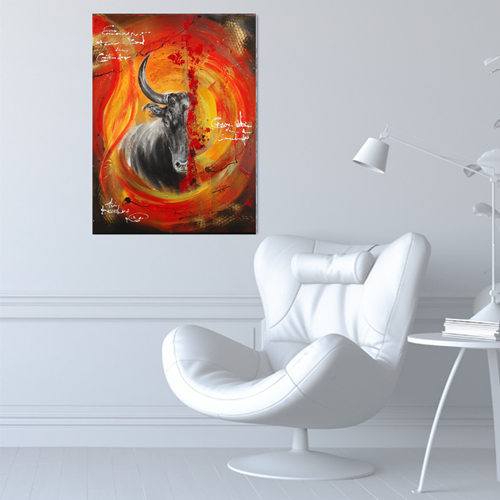 Tableau Original taureau abstrait