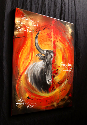 Tableau Original taureau abstrait