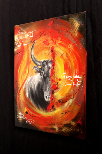 Tableau Original taureau abstrait