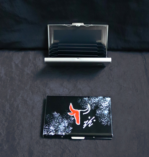 Porte cartes de visite ou CB Taureau Noir & Rouge anti-fraude RFID 