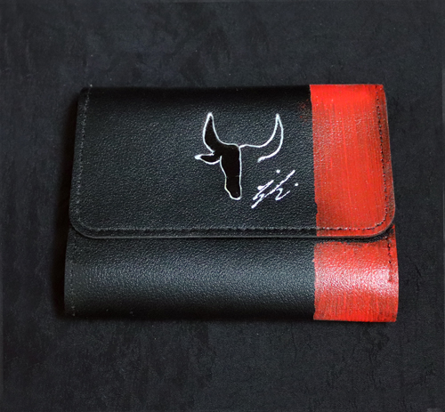 Portefeuille en cuir PU bicolore Taureau Rouge & Noir