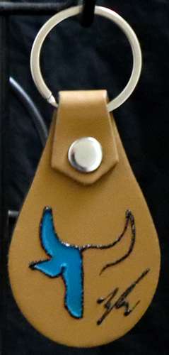 Porte-clés Goutte en cuir PU Camel avec motif taureau