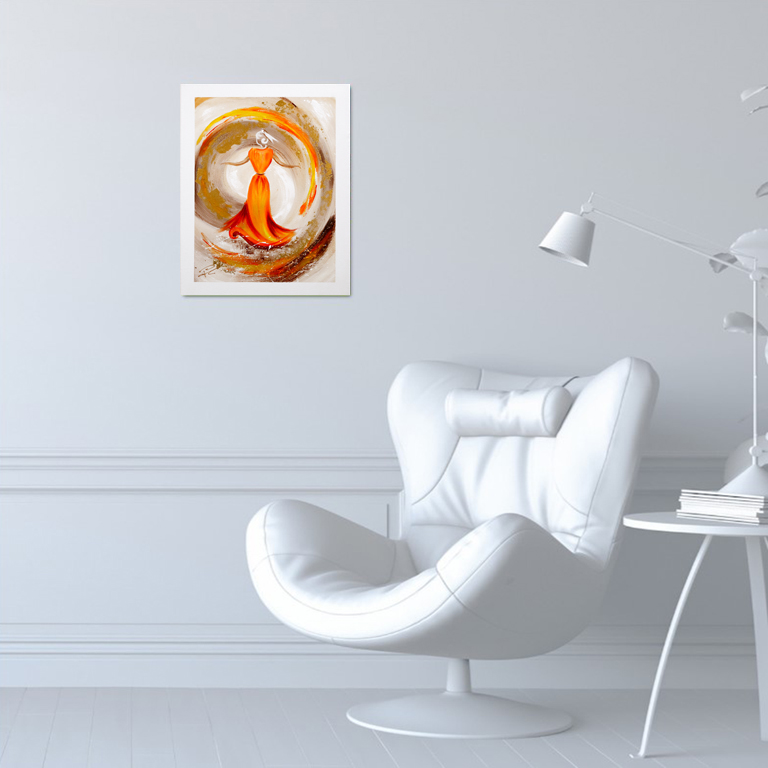 Tableau artistique 'Arlesienne en robe orange'