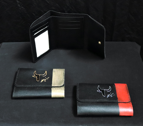 Portefeuille en simili cuir noir avec Tête de Toro