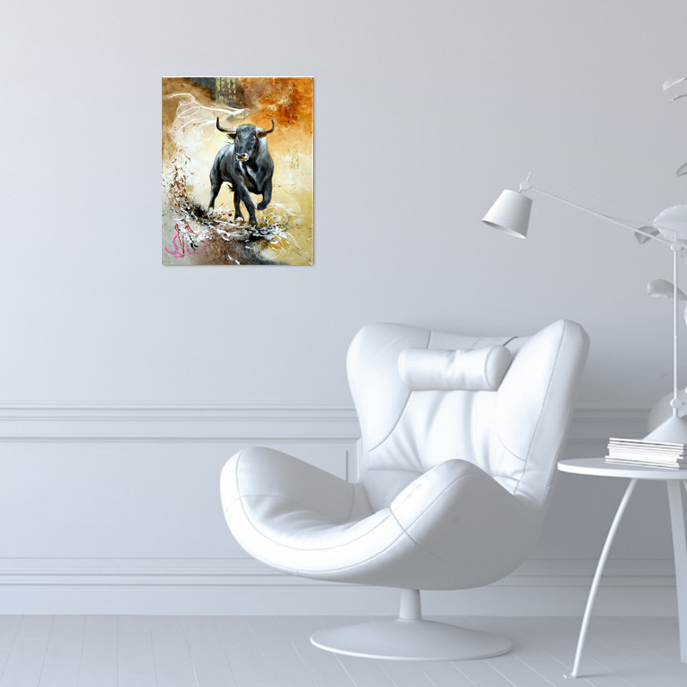 Tableau de taureau Beige