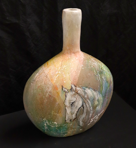 Vase artistique avec cheval multicolor