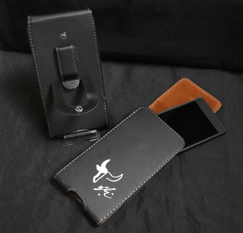 Étui en cuir PU noir pour smartphone taureau