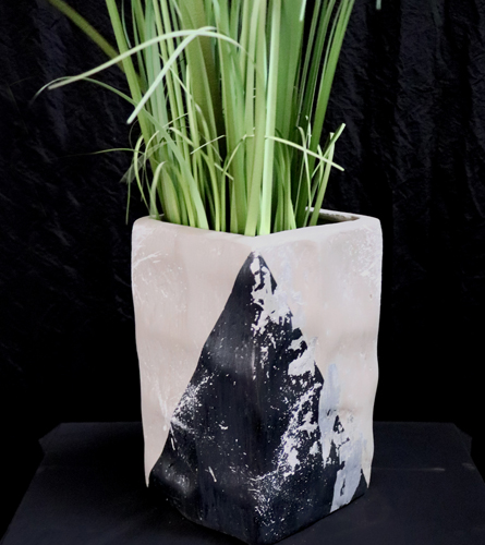 Vase Taureau Design Carré Noir & Beige Sepia