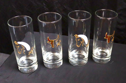 Set de 4 verres cheval et taureau dorés