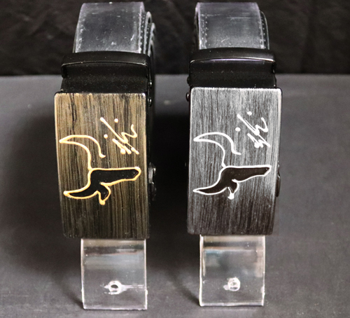 Ceinture avec boucle tête de taureau Noire et contour Argent