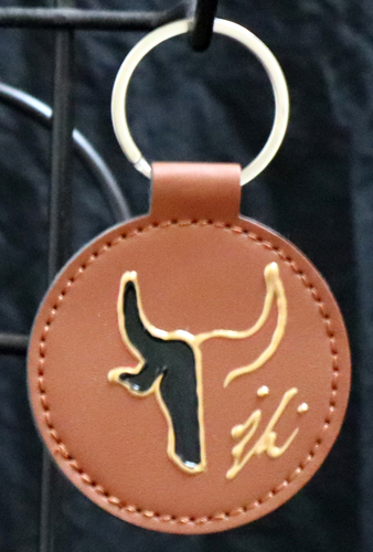 Porte-clés Rond Marron taureau peint à la main