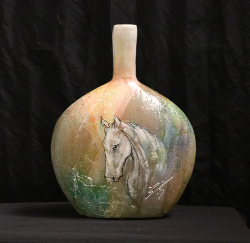 Vase artistique avec cheval multicolor